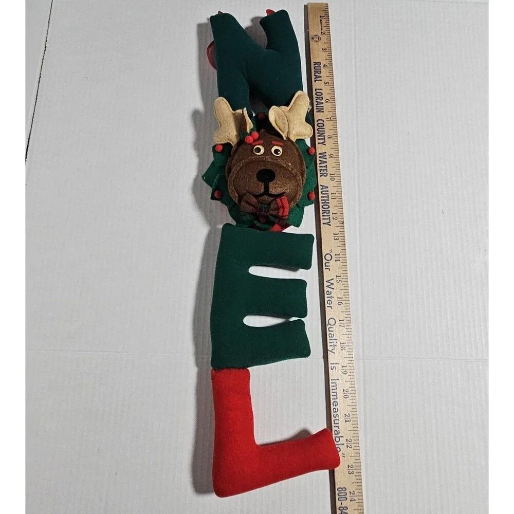 Vintage NOEL Reindeer 3D Sign Letters Fabric Wall Door Hanging Decor 22